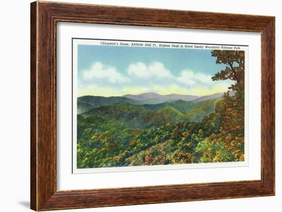 Great Smoky Mts. Nat'l Park, Tn - View of Clingman's Dome in the Autumn, c.1940-Lantern Press-Framed Art Print