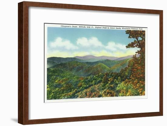 Great Smoky Mts. Nat'l Park, Tn - View of Clingman's Dome in the Autumn, c.1940-Lantern Press-Framed Art Print