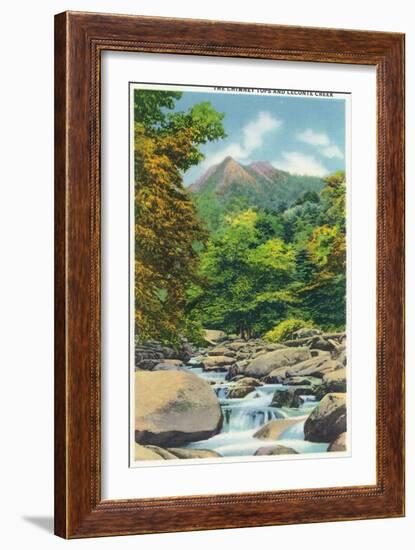 Great Smoky Mts. Nat'l Park, Tn - View of the Le Conte Creek and the Chimney Tops, c.1946-Lantern Press-Framed Art Print