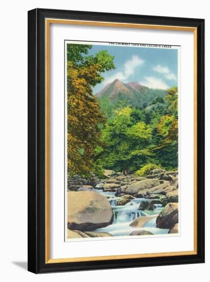 Great Smoky Mts. Nat'l Park, Tn - View of the Le Conte Creek and the Chimney Tops, c.1946-Lantern Press-Framed Art Print