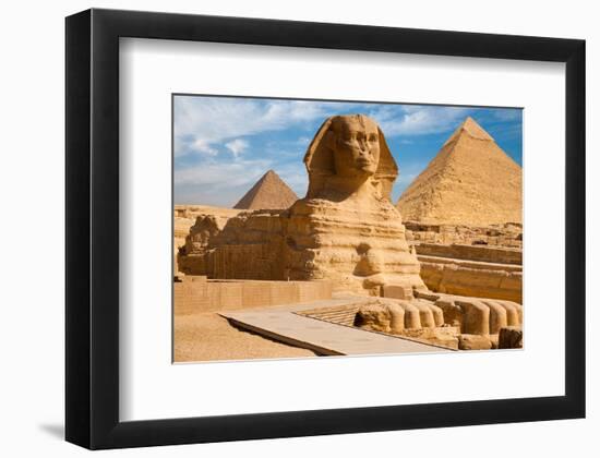 Great Sphinx & Gizeh Pyramids-null-Framed Premium Giclee Print