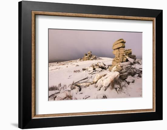 Great Staple Tor at dusk, Dartmoor National Park, Devon, UK-Ross Hoddinott-Framed Photographic Print