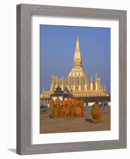 Great Stupa, Monks, Vientiane, Laos-Steve Vidler-Framed Photographic Print