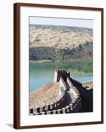 Great Wall of China, and the Yellow River in the Tengger Desert at Shapotou Near Zhongwei-Christian Kober-Framed Photographic Print