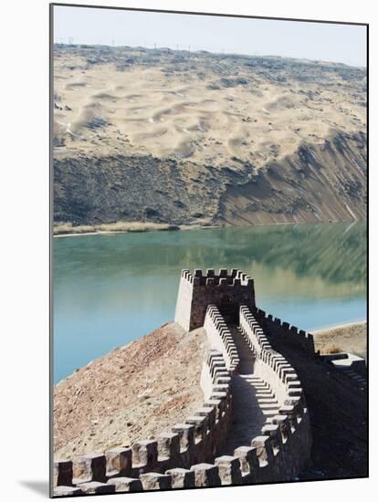 Great Wall of China, and the Yellow River in the Tengger Desert at Shapotou Near Zhongwei-Christian Kober-Mounted Photographic Print
