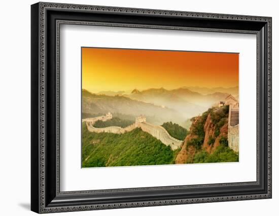 Great Wall of China at Sunrise.-Liang Zhang-Framed Photographic Print