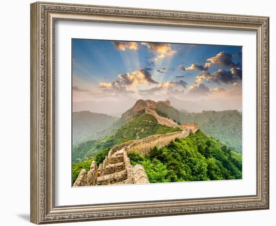 Great Wall of China at the Jinshanling Section-Sean Pavone-Framed Photographic Print