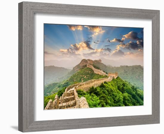 Great Wall of China at the Jinshanling Section-Sean Pavone-Framed Photographic Print
