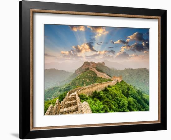 Great Wall of China at the Jinshanling Section-Sean Pavone-Framed Photographic Print