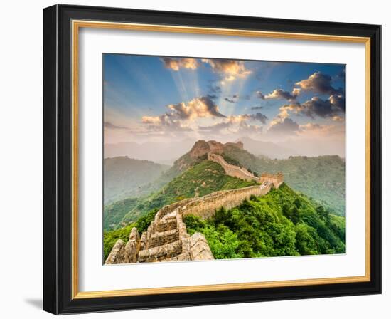 Great Wall of China at the Jinshanling Section-Sean Pavone-Framed Photographic Print