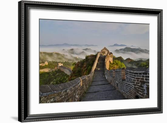 Great Wall of China on a Foggy Morning. Jinshanling, China-Darrell Gulin-Framed Photographic Print