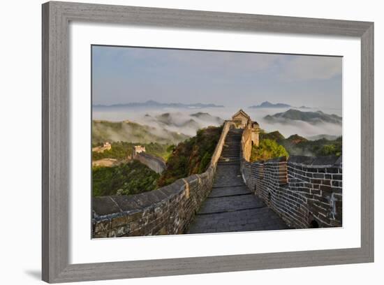 Great Wall of China on a Foggy Morning. Jinshanling, China-Darrell Gulin-Framed Photographic Print