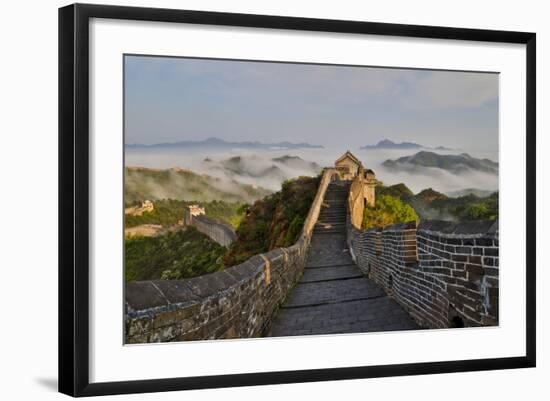 Great Wall of China on a Foggy Morning. Jinshanling, China-Darrell Gulin-Framed Photographic Print