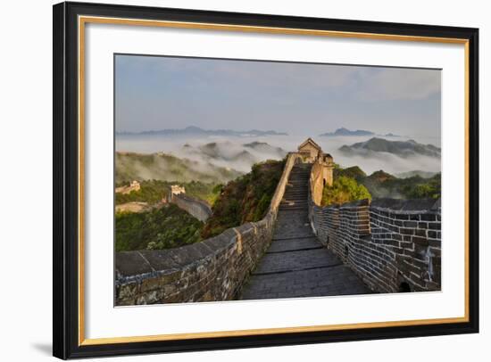 Great Wall of China on a Foggy Morning. Jinshanling, China-Darrell Gulin-Framed Photographic Print