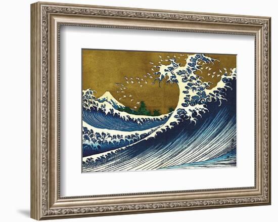 Great Wave (from 100 views of Mt. Fuji)-Katsushika Hokusai-Framed Art Print