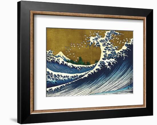 Great Wave (from 100 views of Mt. Fuji)-Katsushika Hokusai-Framed Art Print