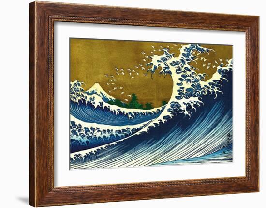 Great Wave (from 100 views of Mt. Fuji)-Katsushika Hokusai-Framed Art Print