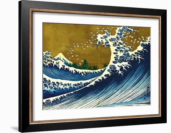 Great Wave (from 100 views of Mt. Fuji)-Katsushika Hokusai-Framed Art Print