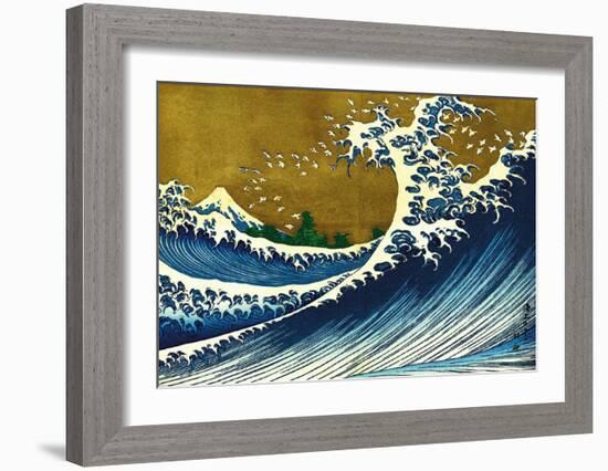 Great Wave (from 100 views of Mt. Fuji)-Katsushika Hokusai-Framed Art Print