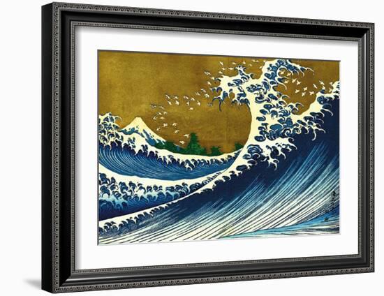 Great Wave (from 100 views of Mt. Fuji)-Katsushika Hokusai-Framed Art Print