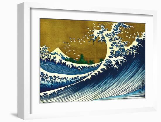 Great Wave (from 100 views of Mt. Fuji)-Katsushika Hokusai-Framed Art Print