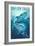 Great White Shark - Oregon Coast-Lantern Press-Framed Art Print