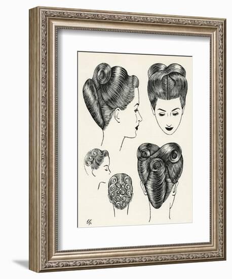 Grecian Contour Hairstyle Diagrams-null-Framed Premium Giclee Print