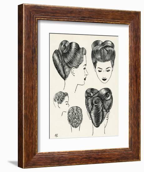Grecian Contour Hairstyle Diagrams-null-Framed Premium Giclee Print