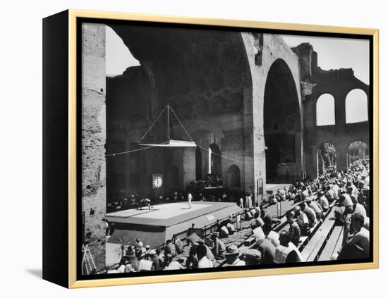 Greco-Roman Wrestling Matches Held in Ruins of Basilica of Maxentius-null-Framed Premier Image Canvas