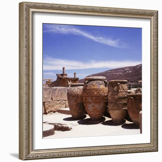 Greece: Carved Stone Pots on Archaeological Site, Knossos, Aegean Island of Crete-null-Framed Photographic Print