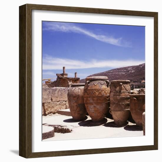 Greece: Carved Stone Pots on Archaeological Site, Knossos, Aegean Island of Crete-null-Framed Photographic Print