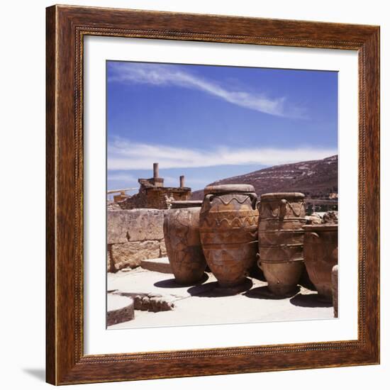 Greece: Carved Stone Pots on Archaeological Site, Knossos, Aegean Island of Crete-null-Framed Photographic Print