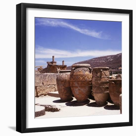 Greece: Carved Stone Pots on Archaeological Site, Knossos, Aegean Island of Crete-null-Framed Photographic Print