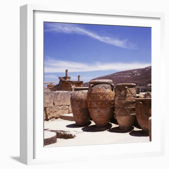 Greece: Carved Stone Pots on Archaeological Site, Knossos, Aegean Island of Crete-null-Framed Photographic Print