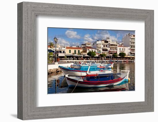 Greece, Crete, Agios Nikolaos, Lake Voulismeni, Fishing Boats-Catharina Lux-Framed Photographic Print