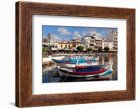 Greece, Crete, Agios Nikolaos, Lake Voulismeni, Fishing Boats-Catharina Lux-Framed Photographic Print