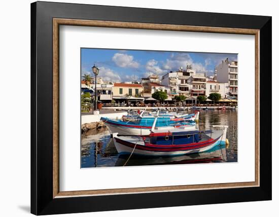 Greece, Crete, Agios Nikolaos, Lake Voulismeni, Fishing Boats-Catharina Lux-Framed Photographic Print