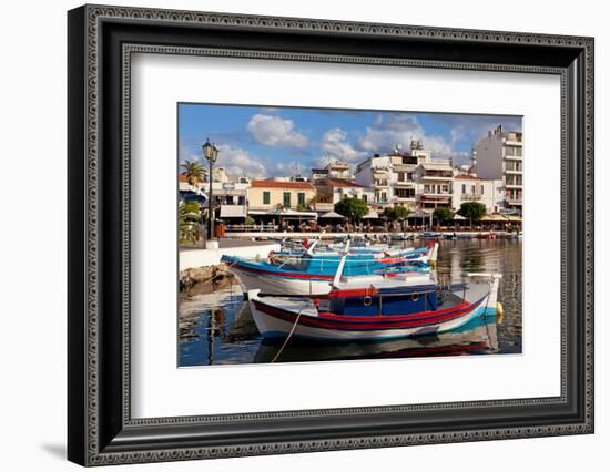 Greece, Crete, Agios Nikolaos, Lake Voulismeni, Fishing Boats-Catharina Lux-Framed Photographic Print