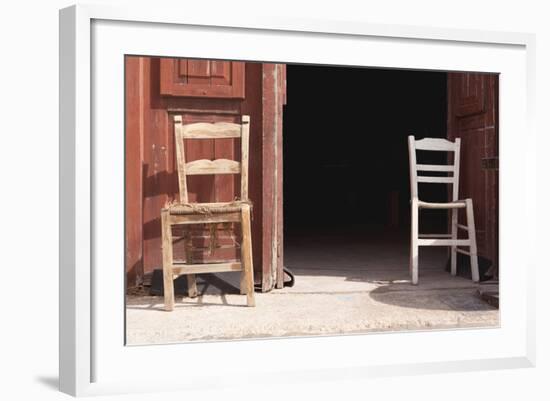 Greece, Crete, Canea, Driveway, Two Chairs-Catharina Lux-Framed Photographic Print