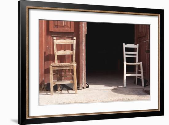 Greece, Crete, Canea, Driveway, Two Chairs-Catharina Lux-Framed Photographic Print