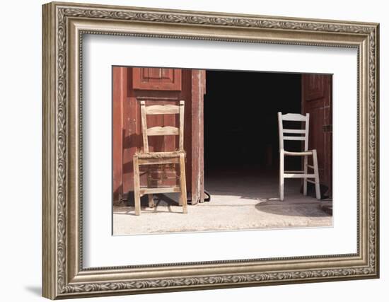 Greece, Crete, Canea, Driveway, Two Chairs-Catharina Lux-Framed Photographic Print