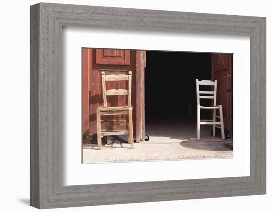 Greece, Crete, Canea, Driveway, Two Chairs-Catharina Lux-Framed Photographic Print