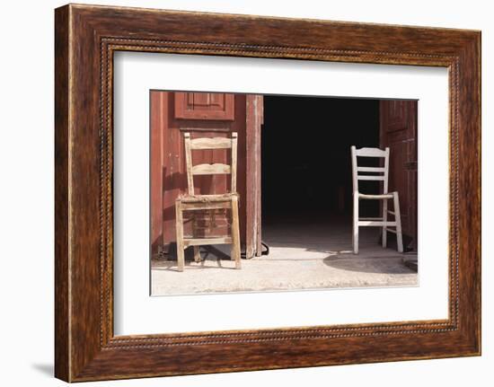 Greece, Crete, Canea, Driveway, Two Chairs-Catharina Lux-Framed Photographic Print