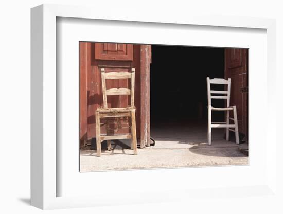 Greece, Crete, Canea, Driveway, Two Chairs-Catharina Lux-Framed Photographic Print