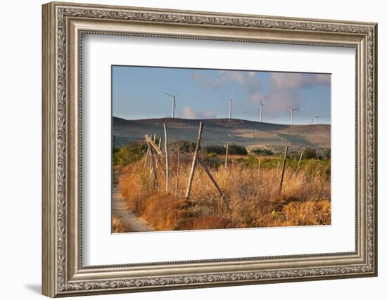 Greece, Crete, Chandras Plateau, Wind Turbines, Evening Light-Catharina Lux-Framed Photographic Print