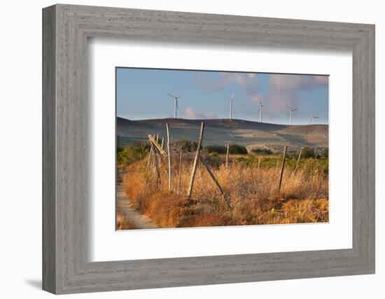 Greece, Crete, Chandras Plateau, Wind Turbines, Evening Light-Catharina Lux-Framed Photographic Print