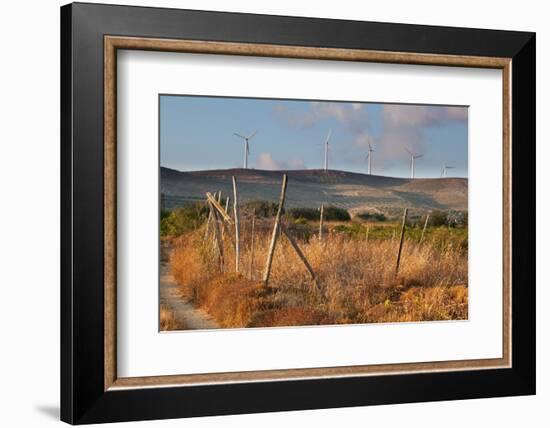 Greece, Crete, Chandras Plateau, Wind Turbines, Evening Light-Catharina Lux-Framed Photographic Print