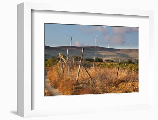 Greece, Crete, Chandras Plateau, Wind Turbines, Evening Light-Catharina Lux-Framed Photographic Print