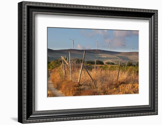 Greece, Crete, Chandras Plateau, Wind Turbines, Evening Light-Catharina Lux-Framed Photographic Print