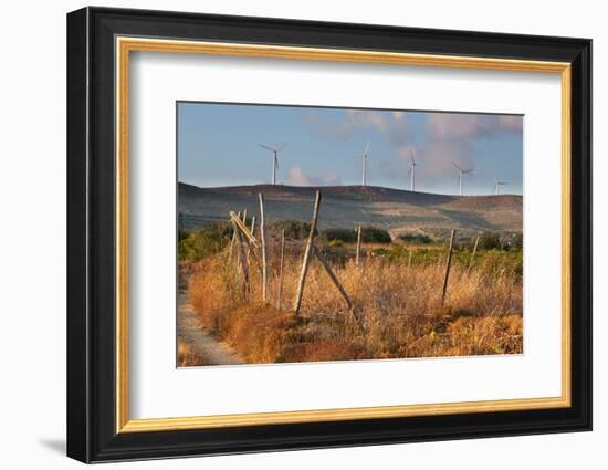 Greece, Crete, Chandras Plateau, Wind Turbines, Evening Light-Catharina Lux-Framed Photographic Print